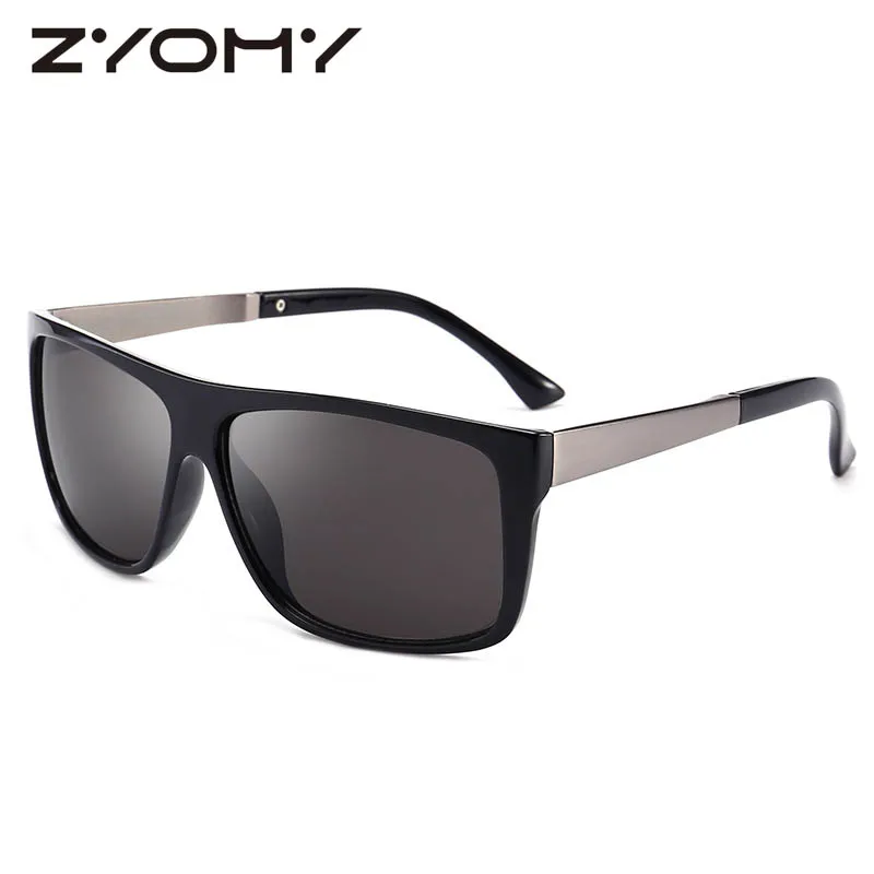 C1 black grey Мужские очки UV400, фирменный дизайн, прямоугольные классические очки для вождения, мужские солнцезащитные очки Gafas - Цвет линз: C1 black grey