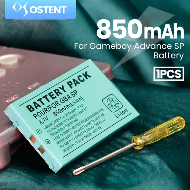 닌텐도 게임보이 어드밴스 GBA SP용 OSTENT 850mAh 충전식 리튬이온 배터리 + 도구 모음