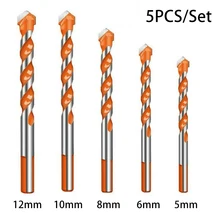 

5pcs Tile Drill Bits 5/6/8/10/12mm Multifunctional Ultimate Punching Hole Working Electric Dril For Ceramic Glass Wall Drilling