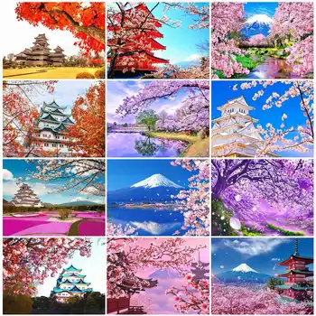 

HUACAN 5D Diamond Painting Cross Stitch Plum Blossom Full Square Embroidery Sale House Landscape Mosaic Decoration For Home