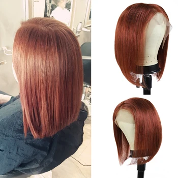 

Brown 33 Colored Bob Lace Front Wigs Brazilian Remy Straight 13X4 Lace Frontal Wigs Ombre Brown Blonde Human Hair Wigs EUPHORIA