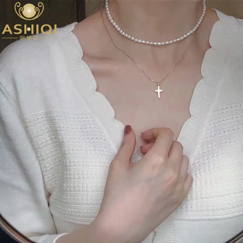 ASHIQI Real MiNi Natural Freshwater Pearl Necklace 925 Sterling Silver Jewelry for Kid Children Girl Lovely Gift - Image 2