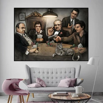 

MUTU Classic Movie Gangsters Godfather Scar face Art Poster Canvas Painting Wall Picture Posters and Prints for Living Room