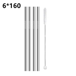 Set of 4 Reusable Kids Metal Cocktail Straws - Short Stainless Steel Drinking Straws (6x160mm Straight)