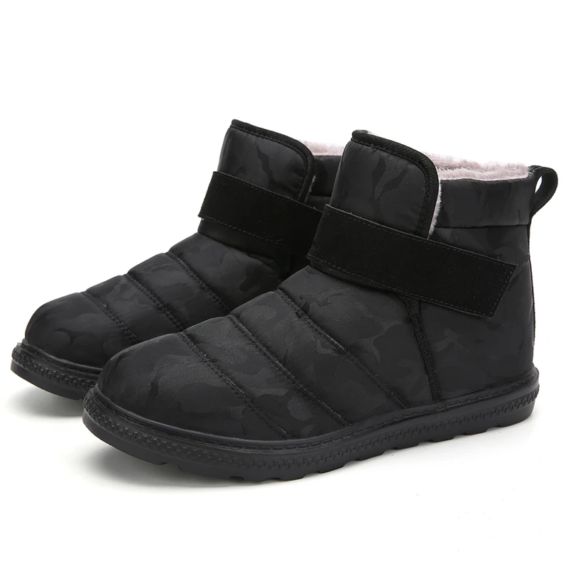 Очень теплые зимние ботинки мужские роскошные брендовые модные зимние камуфляжные Сапоги унисекс для мужчин; Повседневная обувь; ботильоны для влюбленных - Цвет: black boots