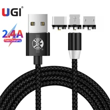 UGI 360° Magnetic Cables 2.4A Fast Charging Cables Charger 360° Micro USB Cable Type C USB C For IOS Xiaomi RedMi Tablet Black 5a 1m magnetic charger micro usb c type c cables cord for huawei p30 p20 pro super fast charging quick charge 3 0 usb data cord