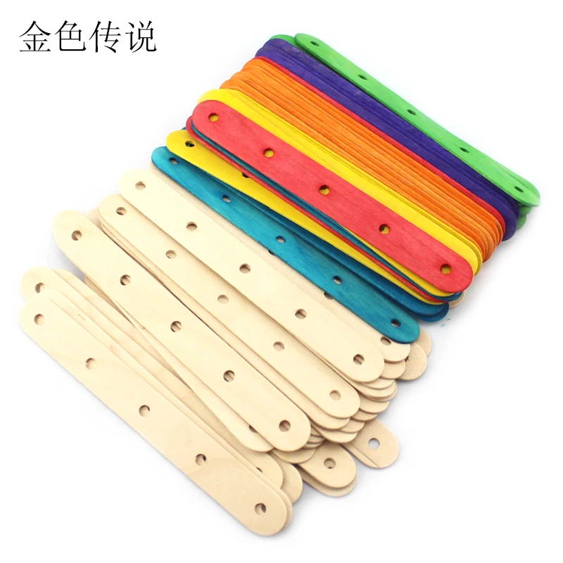 

Ice cream bar with holes Small wood chips Creative DIY Handmade materials Color Model accessories 50 pieces