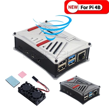 

GeeekPi ABS Case Gray Silver Plastic Cover Shell Single Dual Cooling Fan for Raspberry Pi 4 B ( 4 Model B )