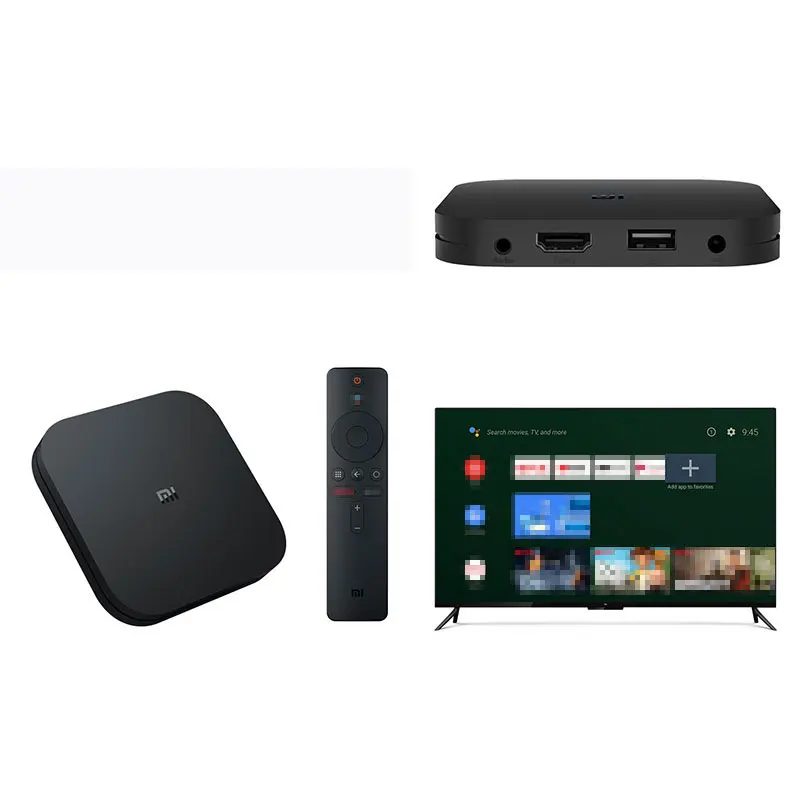 ТВ приставка Xiaomi Mi Box S 4K Cortex A53 четырехъядерный 64 бит Mali 450 1000Mbp Android 8 1 WiFi BT4.2 2 ГБ + Гб