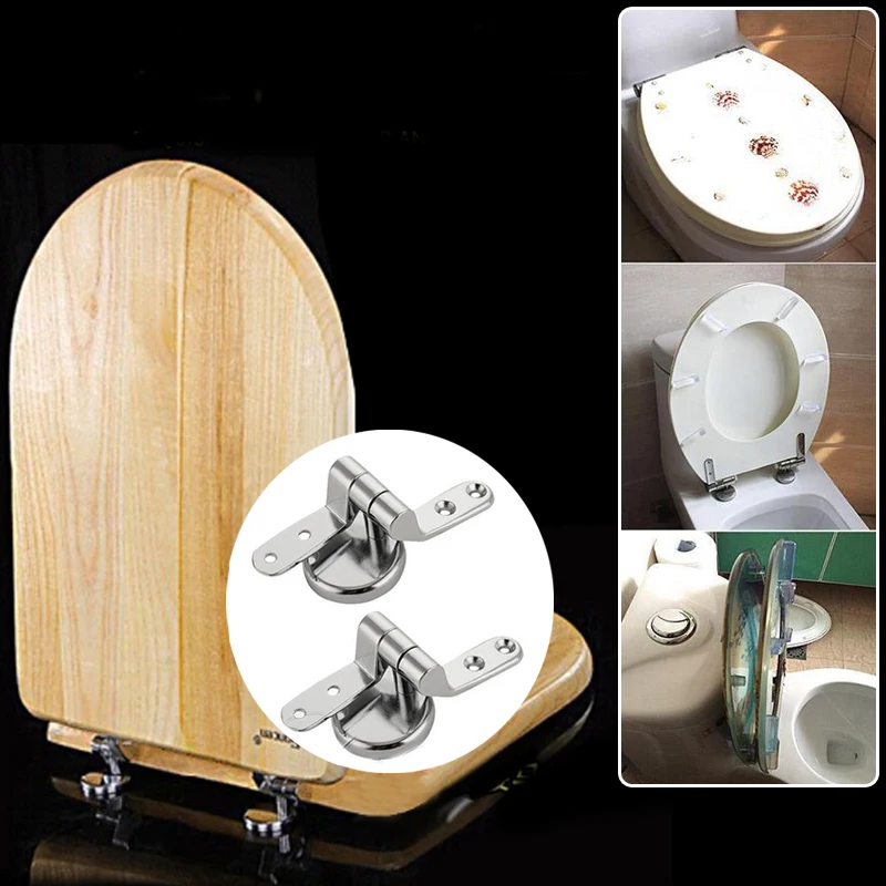 Replacement Pair of Solid Zinc Alloy Home Toilet Seat Hinges Include Fittings