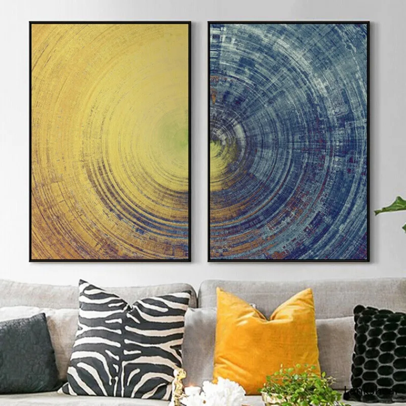 

Abstract Blue Meets Yellow Wall Print Art Set Canvas Paintings Poster Nordic Pictures Bedroom Office Home Decorative For Room