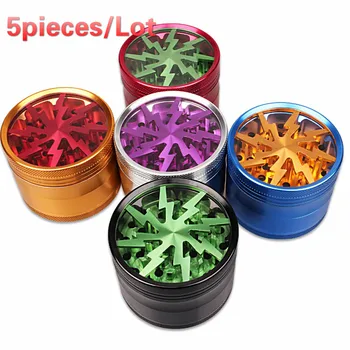 

5pcs Powerful lightning-shaped four-layer smoked herbal grinder tobacco grinding tobacco leaf lightning Tobacco grinder Round