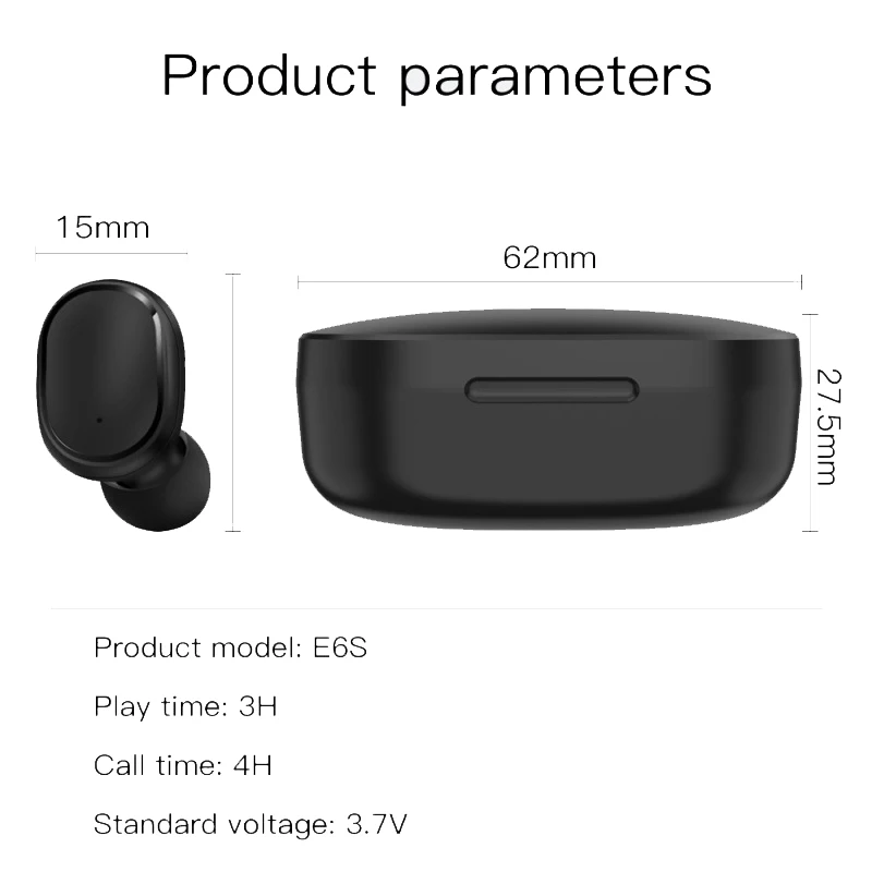 TWS Bluetooth 5,0 наушники E6S настоящие Беспроводные наушники с шумоподавлением, светодиодный дисплей, стерео наушники с зарядным устройством