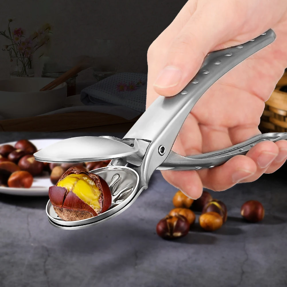 304 Stainless Steel NutCracker Opener 2 in 1 Quick Chestnut Clip Walnut Pliers Metal Nut Opener Kitchen Tools Cutter Gadgets