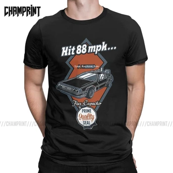 

Men T-Shirts Time Machine T Shirt Car Back To The Future Cotton Tees Short Sleeve Doc Brown Science Fiction Clock Tower Tops