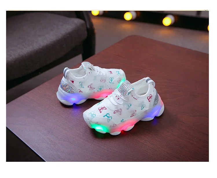 JUSTSL осенние детские светодиодные лампы спортивная обувь для мальчиков и девочек дышащая сетка модные кроссовки детская повседневная обувь