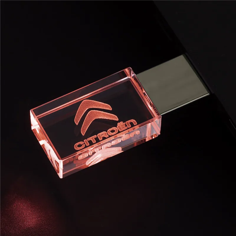 Citroen-memoria externa con forma de cristal y unidad flash USB de metal, dispositivo de almacenamiento de 4GB, 8GB, 16GB, 32GB, 64GB y 128GB