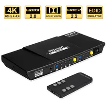 TESmart 4K HDMI коммутатор 1x4 порт 4 в 1 выход HDMI коммутатор HDCP 2,2 Высокое качество Ultra HD с ИК-пультом HDR 10 S/PDIF L/R аудио