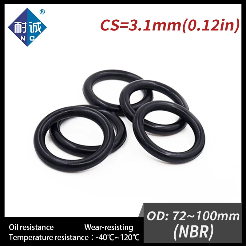 5PCS/lot Rubber Black NBR CS3.1mm OD72/75/80/85/90/95/100mm O Ring Gasket Oil resistant waterproof | Обустройство дома