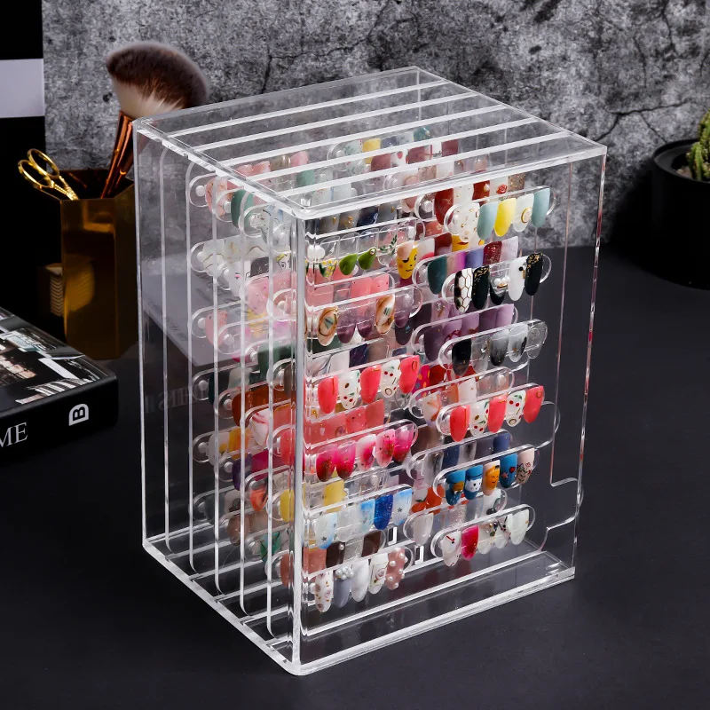 

False Nail Tips Nail Art Display Stand Transparent Practice Acrylic Gel Polish Holder Strip Manicure Showing Tools