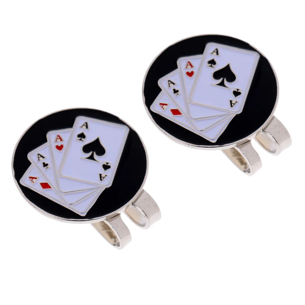 2pcs Golf Ball Marker Magnetic Hat Clip Stylish Cap Clip Gift Poker Card