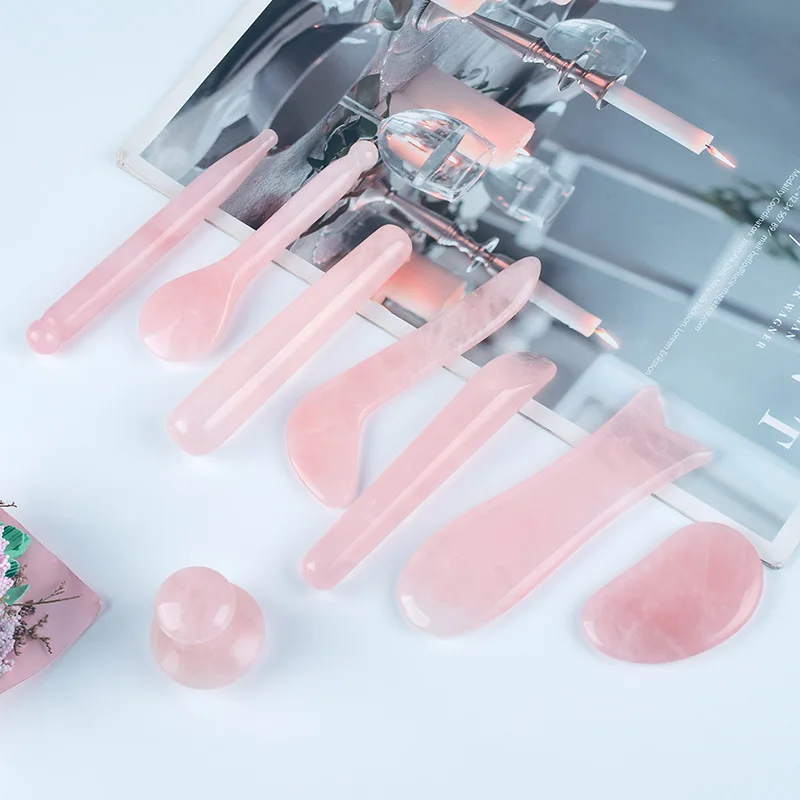 

Natural Aventurine Jade Stone Guasha Massage Tool SPA Therapy Massager rose quarte Scraping Board set Antistress Body