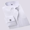 France cufflinks White Collar Tuxedo Shirt Mens formal long sleeve Male dress Shirts  Social Printed Fashion Quality with pocket ► Photo 3/6
