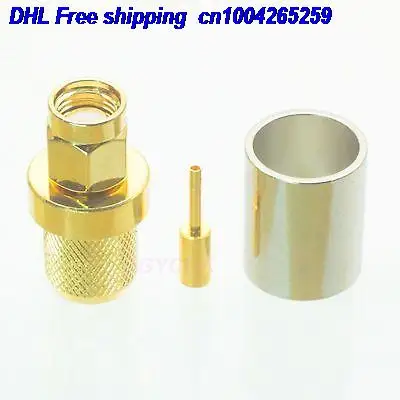 

EMS/ DHL 100pcs RPSMA male jack crimp RG8 LMR400 RG213 RG165 straight male connector gold connector 22-ct