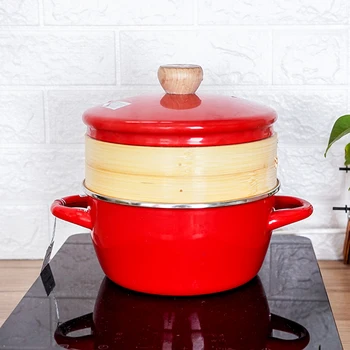 

Japanese porcelain enameled stewing pot double ear soup rice steamer stewpot gas electromagnetic stove steamer pan saucepan