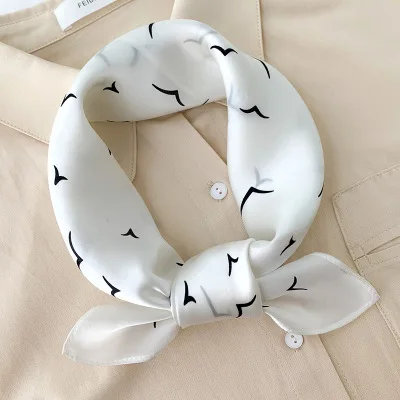 100% Pure Silk Square Scarf Women Dot Print Neckerchief Bandana