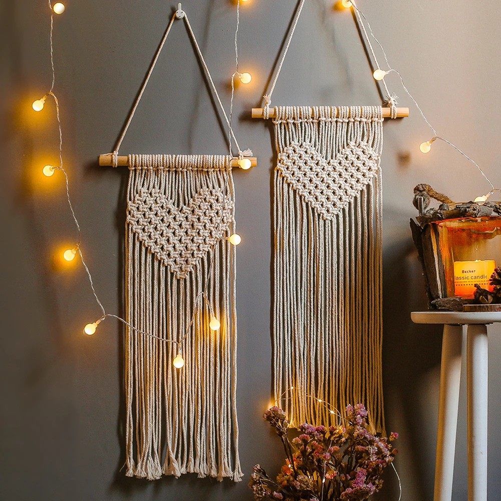 

Macrame Woven Wall Hanging Boho Chic Bohemian Room Geometric Tapestry Art Beautiful Apartment Dorm Room Decoration 29.5" Wedding