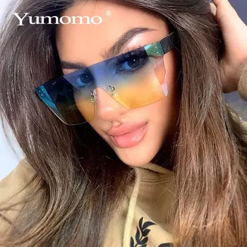 

2020 neutral fashion new ladies square sunglasses ladies frame shadow retro brand designer women's Gradient oversized sunglasses