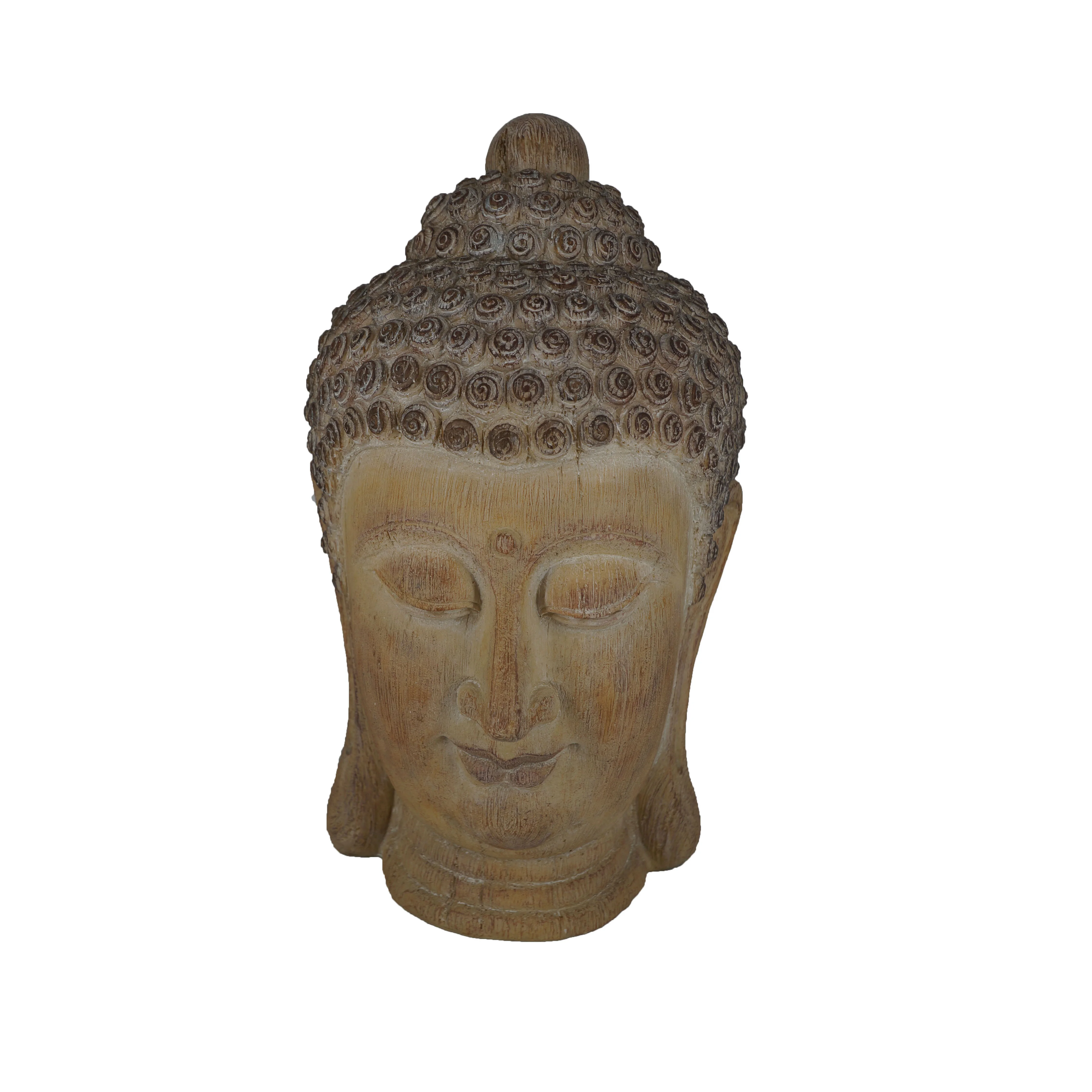 

Resin Buddha head Statue Imitated Wood Carving for Home Decoration Accessor and Hotel Living Room