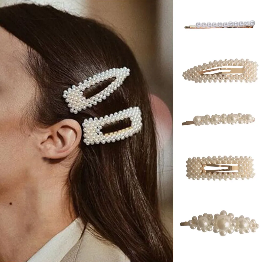

Ins net red hair clip retro temperament bb clip duckbill clip Korean version of the pearl acetate card clip заколки для волос50*
