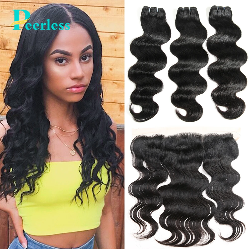 Peerless Virgin Hair Peruvian Body Wave Bundles With Frontal 13 4 Lace Unprocessed Raw Human Hair Extension Natural Color Bundles With Lace Frontal Bundles With Frontalbundles Peruvian Body Wave Aliexpress