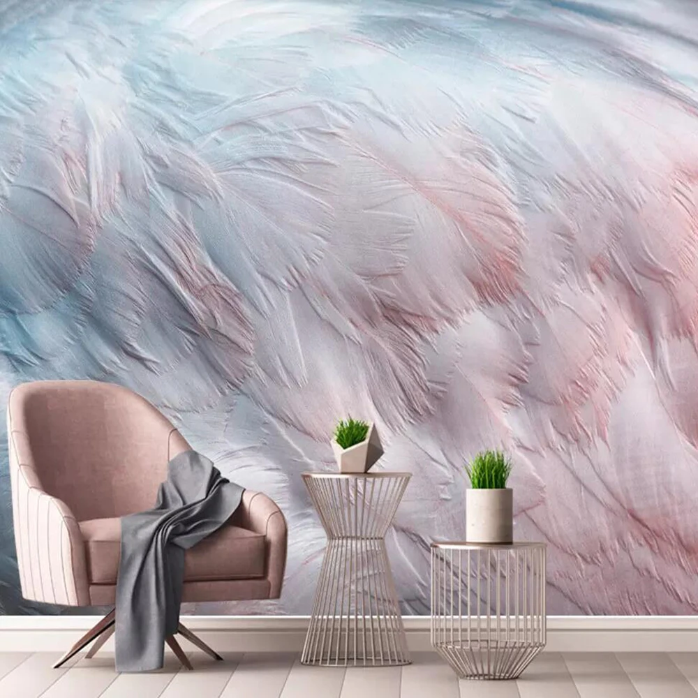 

Dropship Custom Large 3D Wallpaper Mural Nordic Watercolor Flamingo Wing Feathers Background Wall Decoration Wallpaper Mural