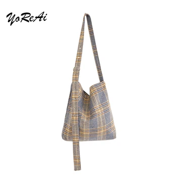 

YoReAi Vintage Plaid Crossbody Bag Simple Versatile Adjustable Shoulder Strap Large Capacity Shoulder Bags