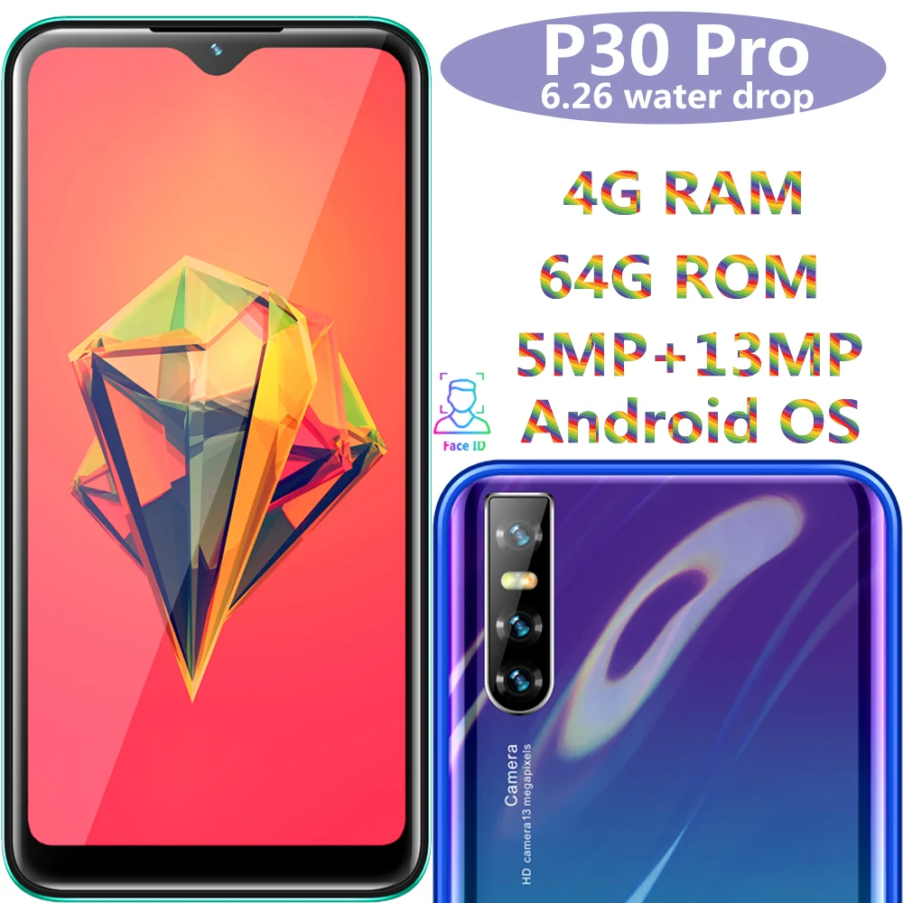 Смартфон P30 Pro экран 6 26 дюйма 4 Гб ОЗУ 64 ПЗУ четыре ядра 13 МП распознавание лица