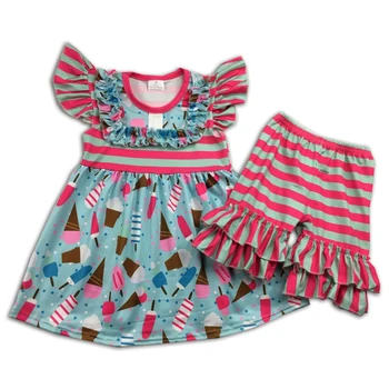 

ice cream print summer stripe tunic top matching short outfit