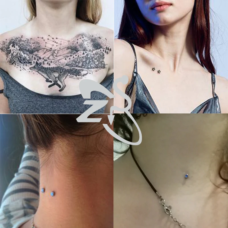 Body Piercing Jewelry ZS 2Pcs/lot CZ Crystal Round Skin Diver Dermal Piercings 316L Stainless Steel Micro Dermal Anchor