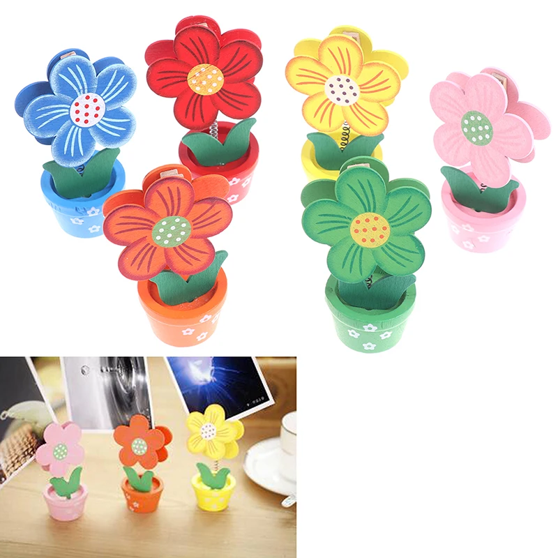 Lovely Creative Little Flower Hood Wooden Crafts Memo Clamp Photo Clip Note Holder For Office