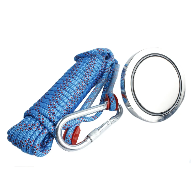 300Kg Powerful Deep Sea Salvage Magnet M16 75Mm Ring Suction Cup Magnet Nac75-304+ Cut Resistant Gloves+ Salvage Rope for Magne