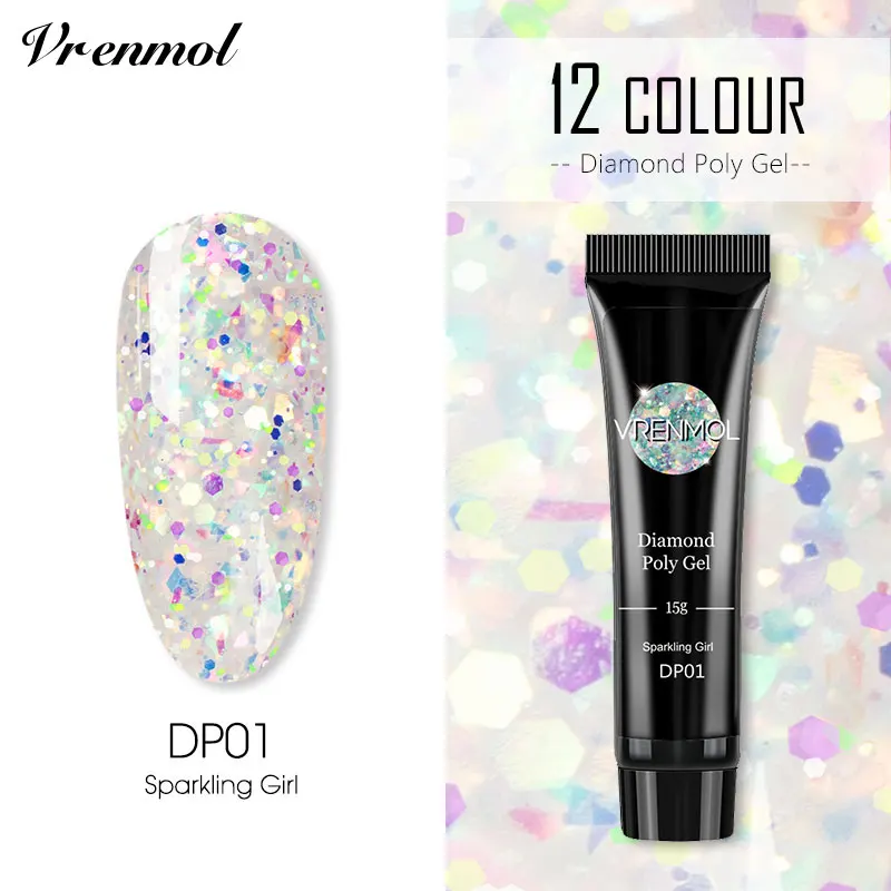 15ml DP01 Vrenmol полигель для наращивания ногтей УФ-гель для наращивания ногтей натуральный розовый прозрачный Камуфляжный цвет для наращивания ногтей Кристальный гель - Цвет: 15ml DP01