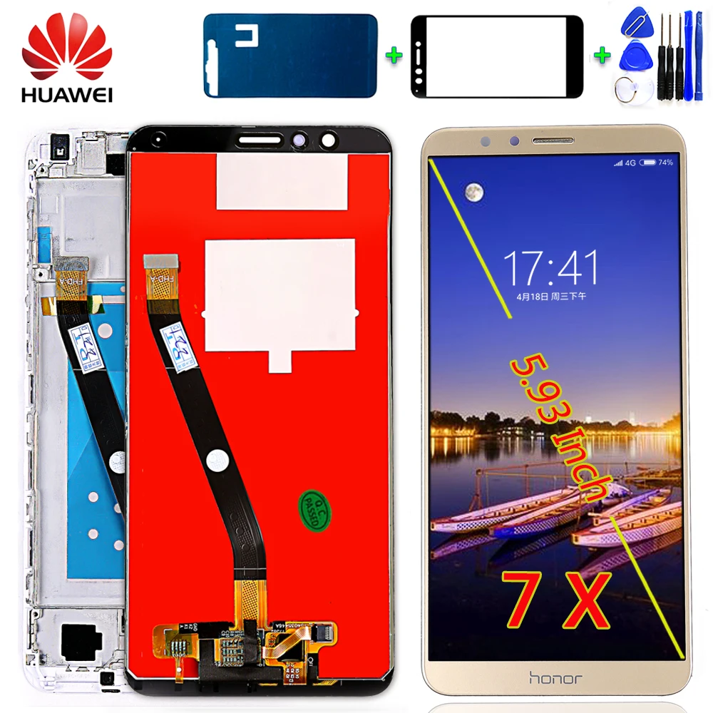 Huawei Honor 7X BND-L21 BND-L22 BND-L24 Коврики SE Сенсорный экран дигитайзер в сборе 2160*1080 рамка ЖК-дисплея с бесплатными инструментами