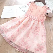 Весеннее платье из органзы с вышивкой для девочек; детская одежда;