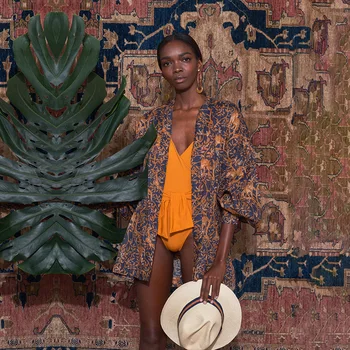 

Women Cover Ups Swimwear Beach Robe Coverup Womens Tunic Pareo New Snow Leopard Printed Orange Loose Outside Shirt Shawls