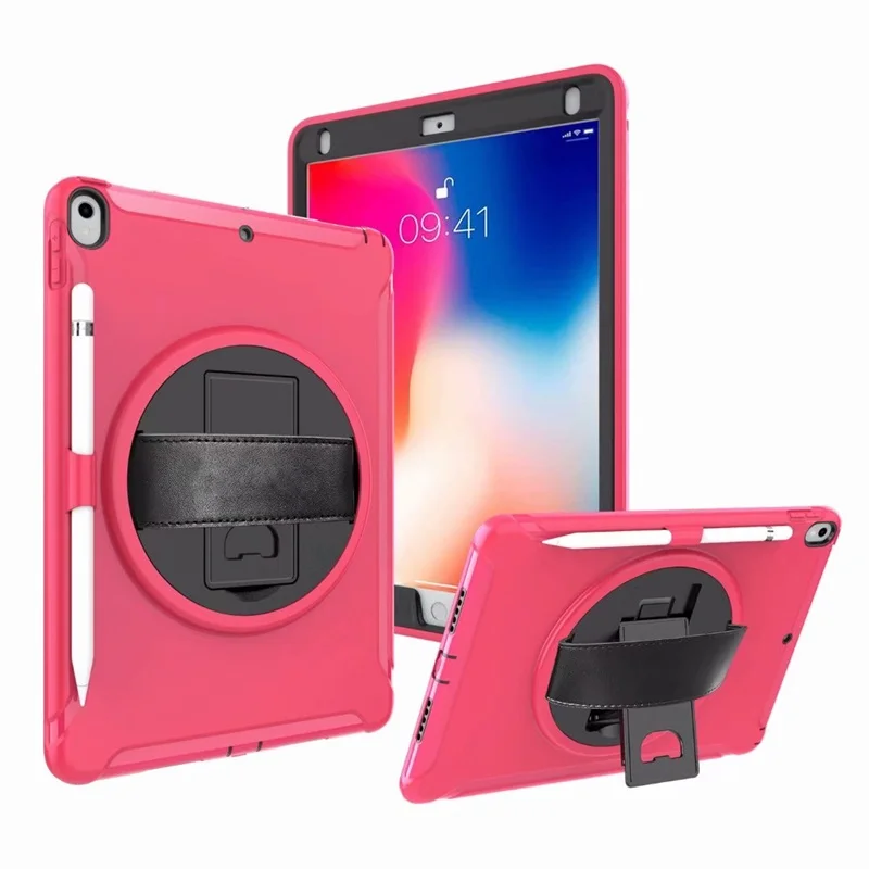 Hotpink Чехол для iPad Pro 10,5 чехол для iPad Air 3 чехол с держателем для карандашей подставка с ремешком на руку сверхмощный полностью защищающий панцири чехол - Цвет: Hotpink