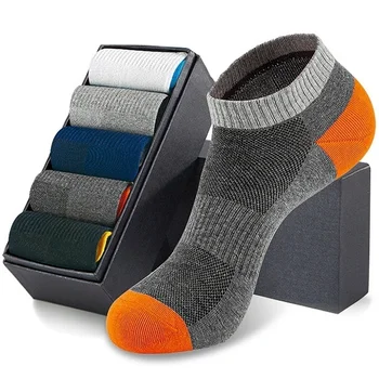 

High Quality Men's Casual Sweat-absorbing Low Cut Thin Cotton Comfortable Breathable Ankle Socks 1/5 Pairs