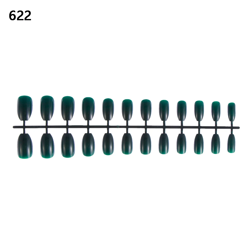 24 шт блестящие металлические накладные ногти полное покрытие стилет гроб поддельные ногти ABS искусственные Типсы украшения для ногтей женский макияж Nai - Цвет: 622