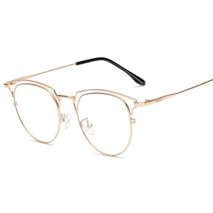 XojoX, новинка, классические ретро очки, оправа, круглые линзы, плоская близорукость, оптическое зеркало, одноцветные очки для глаз, мужские и женские очки - Цвет оправы: Rose Gold